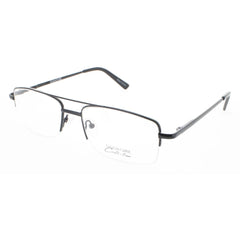 Signature Unisex Eyeglasses - Black Metal Rectangular Half Rim Frame | 1121 Black 57