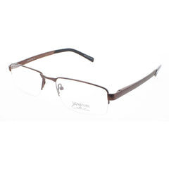 Signature Unisex Eyeglasses - Brown Metal Rectangular Half Rim Frame | Pn104Brn 55