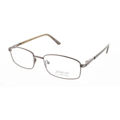 Signature Unisex Eyeglasses - Brown Metal Rectangular Full Rim Frame | Pn107Brn 52