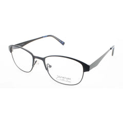 Signature Unisex Eyeglasses - Black Metal Oval Full Rim Frame Demo Lens | Pn111Blk 50