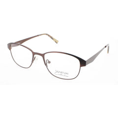 Signature Unisex Eyeglasses - Brown Metal Oval Full Rim Frame Demo Lens | Pn111Brn 50