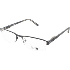 Contrast Unisex Eyeglasses - Demo Lens Metal Rectangular Half Rim Frame | Endure Black