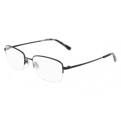 Flexon Men's Eyeglasses - Polished Black Metal Rectangular Half Rim Frame | H6055 001