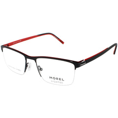Morel Men's Eyeglasses - Black/Red Metal Rectangular Half Rim Frame | 30310L NR04