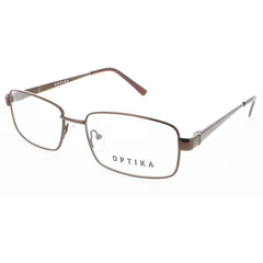 Optika Unisex Eyeglasses - Brown Metal Rectangular Full Rim Frame | OM 103 BRN 57