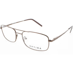Optika Unisex Eyeglasses - Brown Metal Pilot Full Rim Frame Demo Lens | OM 104 BRN 58