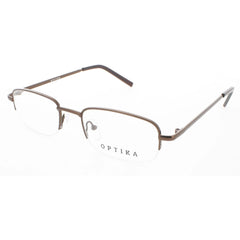 Optika Unisex Eyeglasses - Brown Metal Rectangular Half Rim Frame | OM 118 BRN 51