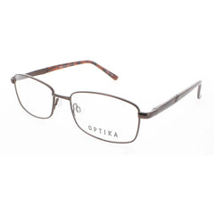 Optika Unisex Eyeglasses - Matte Brown Metal Rectangular Frame | OM 126 MATTE BRN 57