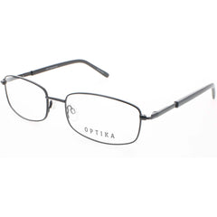 Optika Unisex Eyeglasses - Black Metal Rectangular Full Rim Frame | OM 127 BLK 60