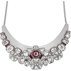 Swarovski Women's Necklace - Diana Palladium Plated with Multi-Stone Bib | 5141353
