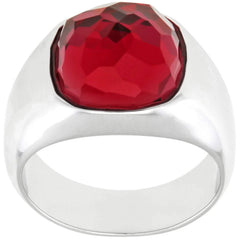 Swarovski Women's Ring - Dot Rhodium Plated with Square Red Crystal, Size 7 | 5160888