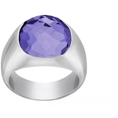 Swarovski Women's Ring - Dot Rhodium Plated Purple Crystal, Size 8 | 5184638