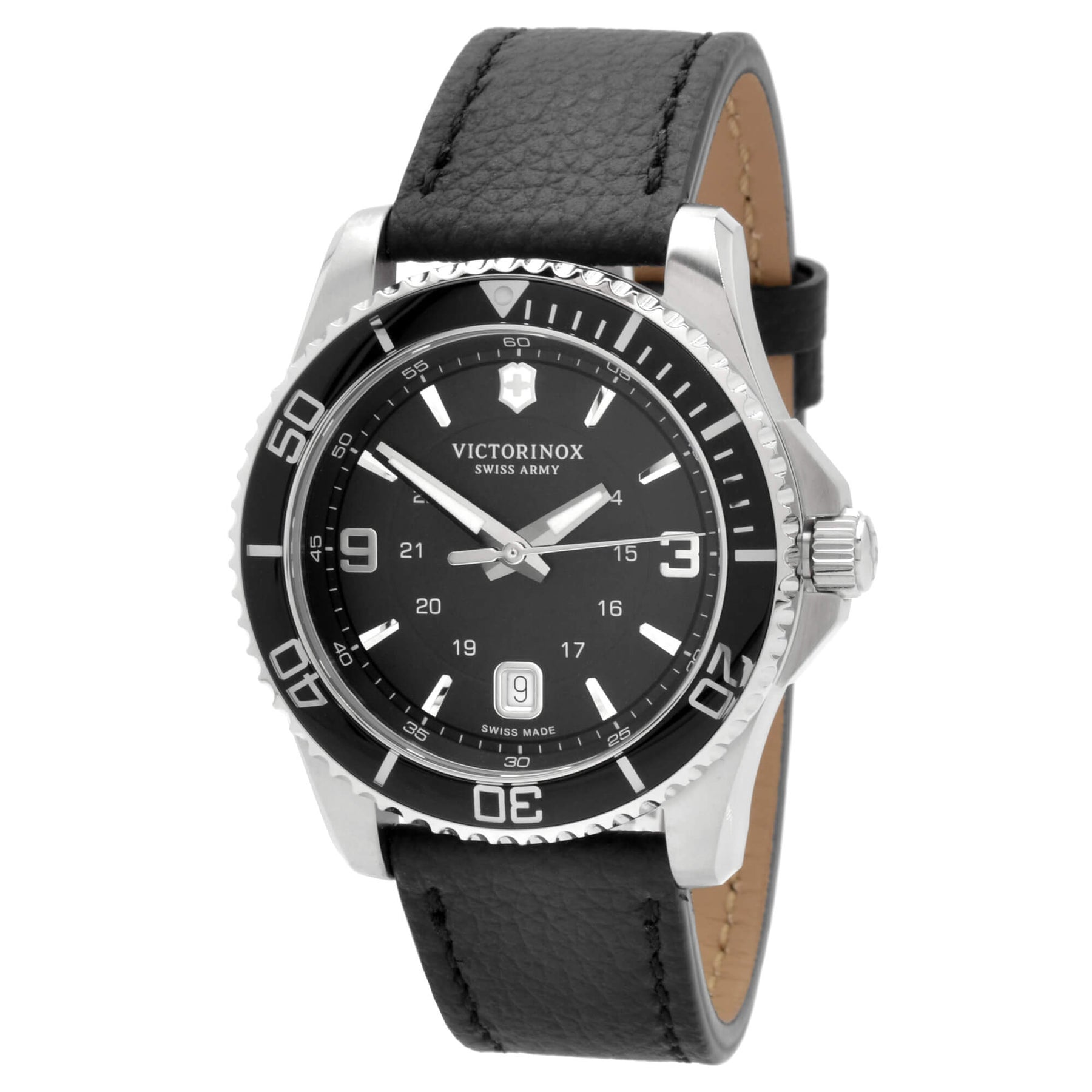Victorinox Swiss Army Men's Quartz Watch - Maverick Black Leather