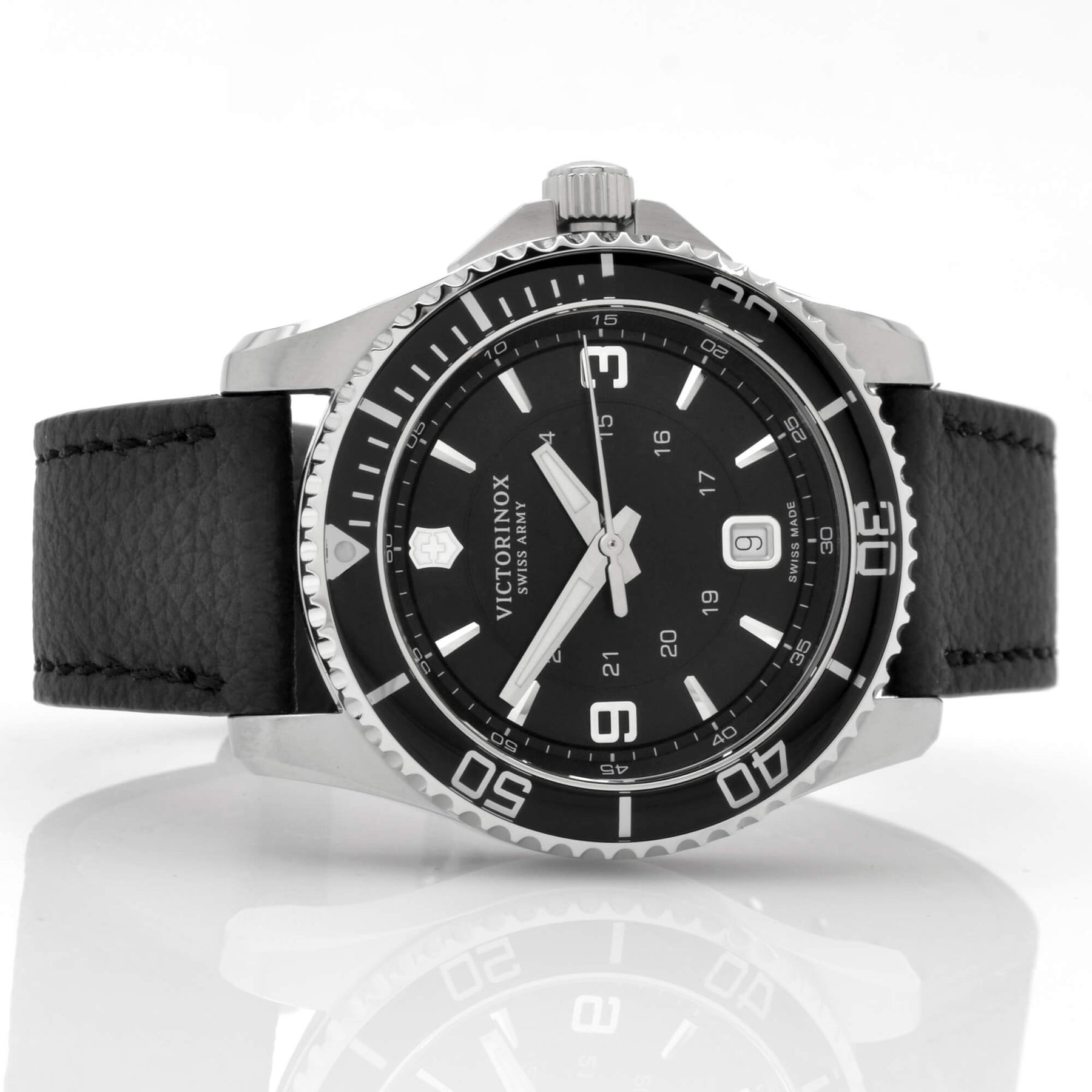 Victorinox Swiss Army Men's Quartz Watch - Maverick Black Leather