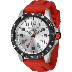 Invicta Men's Watch - Pro Diver Silver Dial Red Rubber Silicone Strap Quartz | 40002