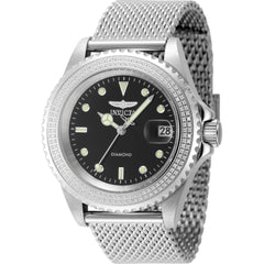 Invicta Men's Watch - Elite Diamond Automatic Black Dial Silver Steel Bracelet | 48743