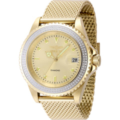 Invicta Men's Watch - Elite Diamond Automatic Gold Dial Steel Mesh Bracelet | 48746