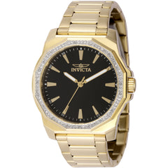 Invicta Men's Watch - Speedway Crystal Bezel Black Dial Yellow Gold Bracelet | 49107