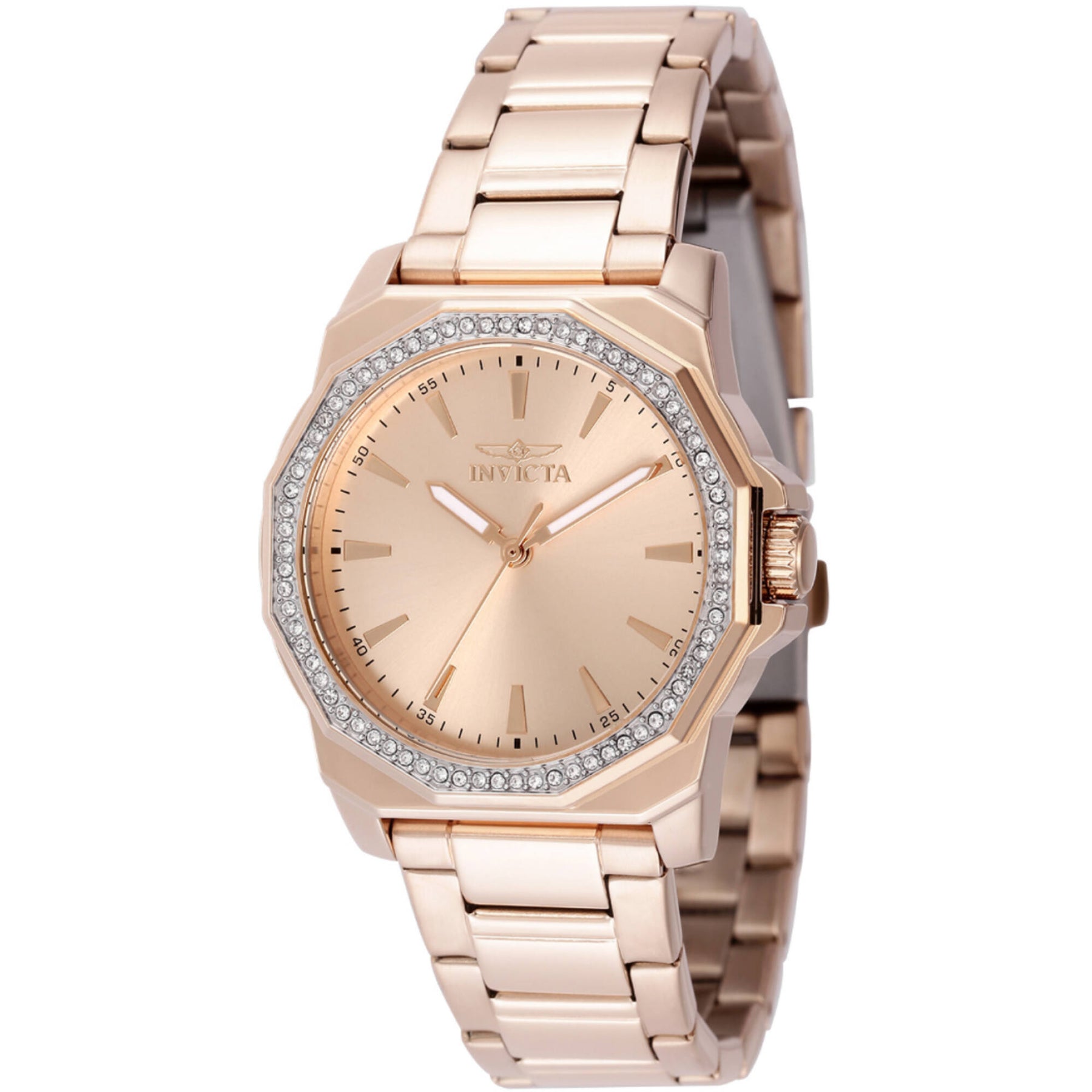 Invicta women’s brown Gold Tone Bracelet Watch with White Dial and Crystal Bezel Amazon.com: Invicta Lady main image 2