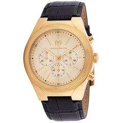 Technomarine Men's Watch - MoonSun Quartz Gold Tone Dial Black Strap | TM-820011