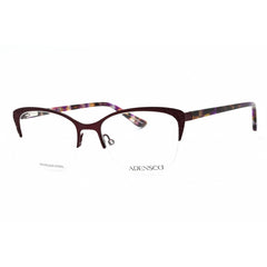 Adensco Women's Eyeglasses - Matte Plum Metal Cat Eye Half Rim Frame | AD 241 0U7I 00