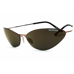 Balenciaga Unisex Sunglasses - Brown Titanium Oval Shape Full Rim Frame | BB0350S 002