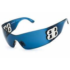 Balenciaga Women's Sunglasses - Blue Nylon Shield Shape Rimless Frame | BB0359S 002