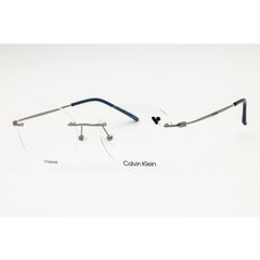 Calvin Klein Unisex Eyeglasses - Silver/Blue Titanium Round Rimless | CK22125TA 414