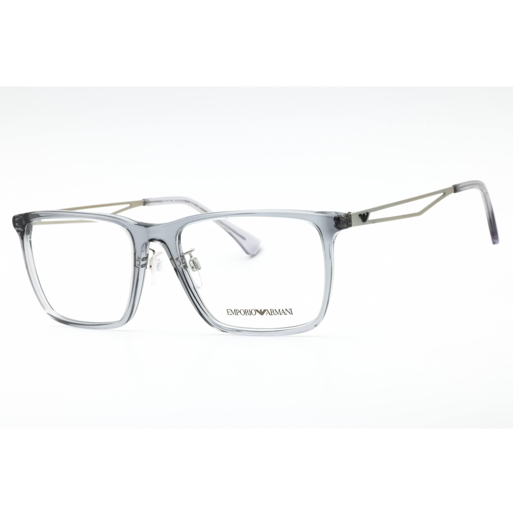 Emporio Armani Men's Eyeglasses - Shiny Transparent Grey Full Rim