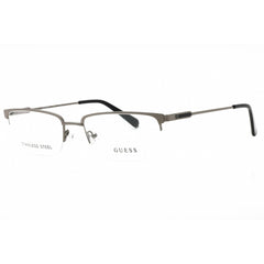 Guess Men's Eyeglasses - Shiny Gunmetal Metal Rectangular Half Rim Frame | GU50005 008