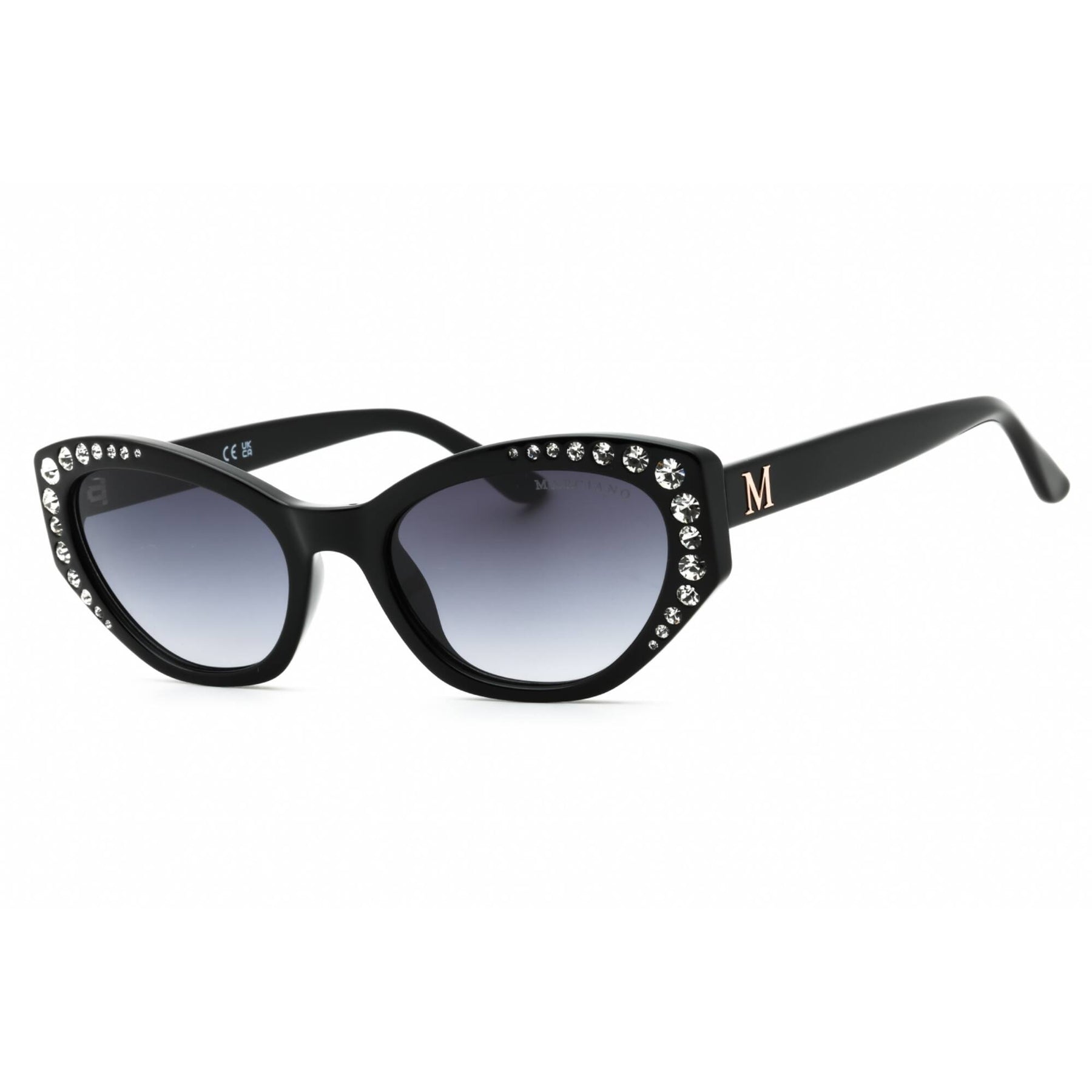 Marciano Black Cat-Eye Sunglasses with Gold Temple Detail Marciano By Guess GM705 BLKS-35 Black CatEye Plastic  main image 2