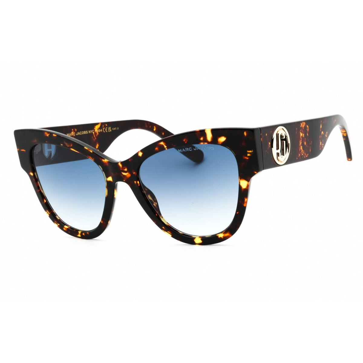 Marc Jacobs MARC 697/S Tortoise Square Cat Eye Sunglasses Havana Gold J Logo Marc Jacobs Double J Logo Sunglasses Marc 697/S 08608 Havana  main image 2