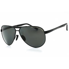 Porsche Men's Sunglasses - Black Metal Full Rim Frame Grey Polarized Lens | P8649 A