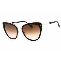 Tom Ford Women's Sunglasses - Shiny Dark Havana Metal Cat Eye Full Rim | FT0717 52F