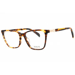 Tous Women's Eyeglasses - Shiny Brown Havana/Yellow Cat Eye Full Rim | VTOB29 0743