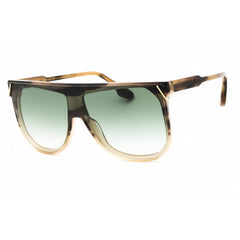 Victoria Beckham Women's Sunglasses - Striped Brown Acetate Shield Frame | VB643S 230