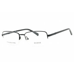 Guess Men's Eyeglasses - Shiny Black Metal Rectangular Half Rim Frame | GU50044 001