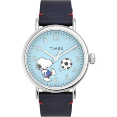 Timex Men's Watch - Standard x Peanuts Snoopy Soccer Blue Leather Strap | TW2V82000