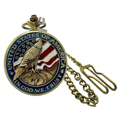 Invicta Men's Pocket Watch - Vintage Quartz White Dial Yellow Gold Chain | 49008