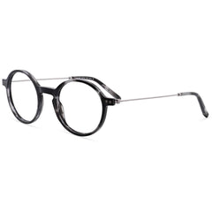 1880 Morel Unisex Eyeglasses - Black/Grey Acetate Round Full Rim Frame | 60144M NG04