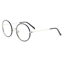 1880 Morel Unisex Eyeglasses - Black/Gold Metal Round Full Rim Frame | 60159M DN01