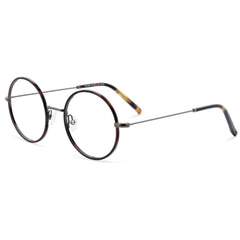 1880 Morel Unisex Eyeglasses - Brown/Grey Metal Round Full Rim Frame | 60159M NT02