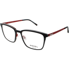 Oga Morel Men's Eyeglasses - Black/Red Rectangular Metal Frame | ARVIKA 10205O NR10