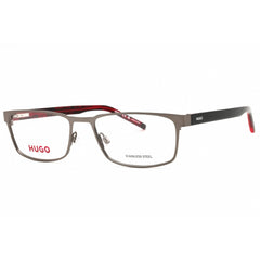 Hugo Men's Eyeglasses - Semi Matte Dark Ruthenium Metal Rectangular | HG 1075 0R80 00