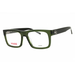 Hugo Men's Eyeglasses - Green Plastic Square Frame Clear Demo Lens | HG 1257 01ED 00
