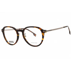 Hugo Boss Men's Eyeglasses - Havana Dark Ruthenium Plastic Round | BOSS 1615/F 04HU 00