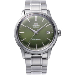 Orient Men's Watch - Bambino Power Reserve Green Dial Silver Bracelet | RA-AC0M09E