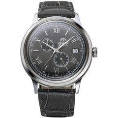 Orient Men's Watch - Bambino Power Reserve Dark Grey Dial Leather Strap | RA-AK0704N