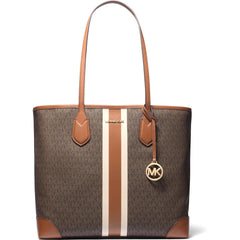 Michael Kors Women's Tote Bag - Eva Logo Print Canvas Large, Brown | 35R5GV0T7V-200