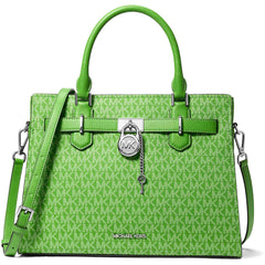 Michael Kors Women's Satchel - Hamilton Canvas Medium, Jungle Green | 35S5SHMS2B-384